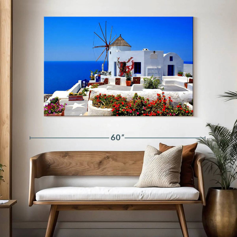 Moulin à vent Gillia Scenic Oia, H 34 po x l 51 po