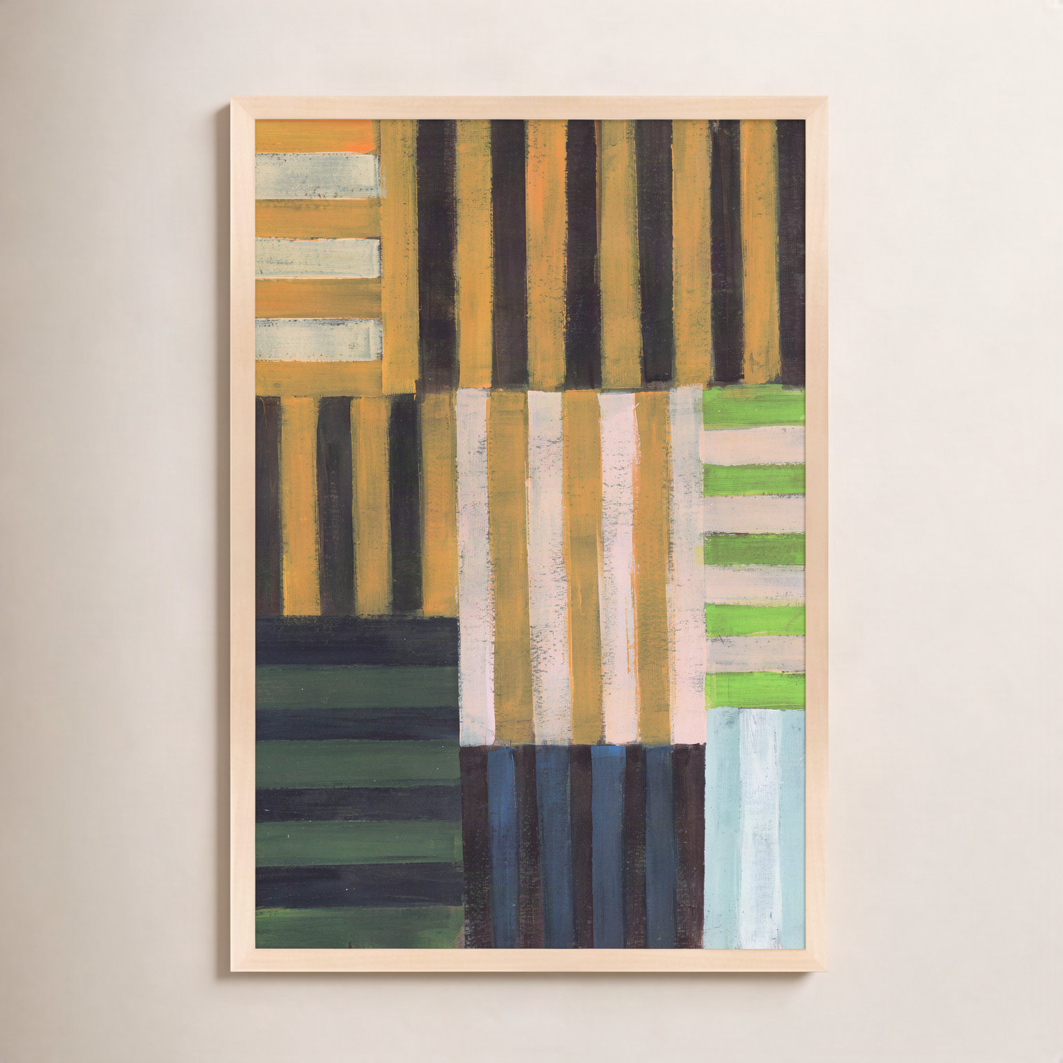 Give-and-Take 1 Print by Anne-Marie Olczak, 20" H x 16" W, Framed Print Paper without Mat, Maple