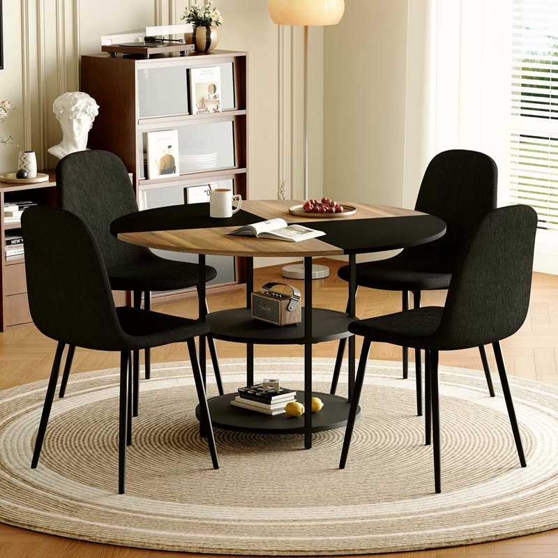 Ensemble de table et de chaises.Une table de salle à manger moderne à épaisseurs circulaires - rangement double couche.