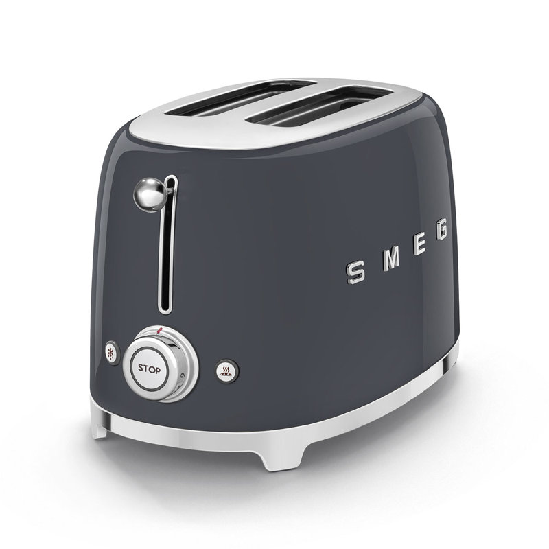 Smeg TSF01 50's Style Retro Two Slice Toaster, Slate Grey