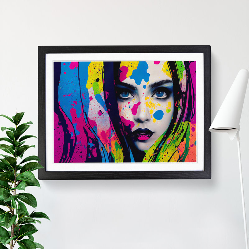 XH1022-10299X Woman Painted Vol.5 Abstract - Single Picture Frame Print, Black Framed, 46cm H x 64cm W x 2cm D