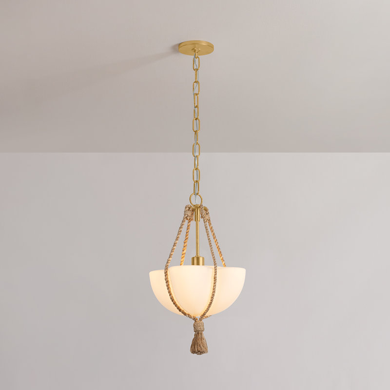 Luminaire suspendu Amberley en feuille d'or rétro, H 18,5 po x l 12 po x P 12 po, 10 W