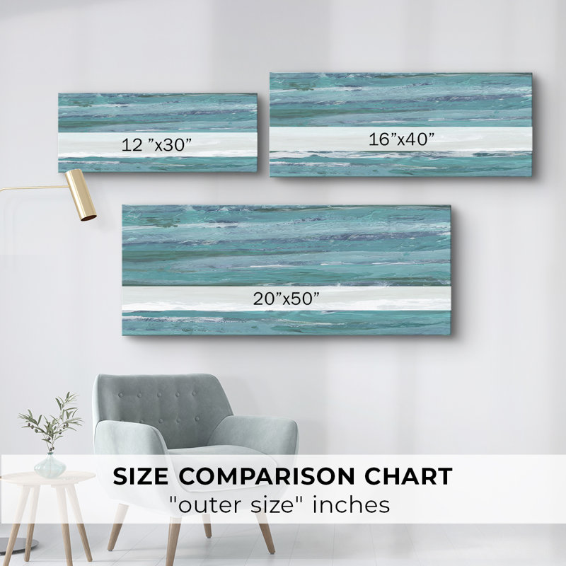 Linea Tides I - Toile tendue avec châssis - Prêt à accrocher, H 20 po x l 50 po