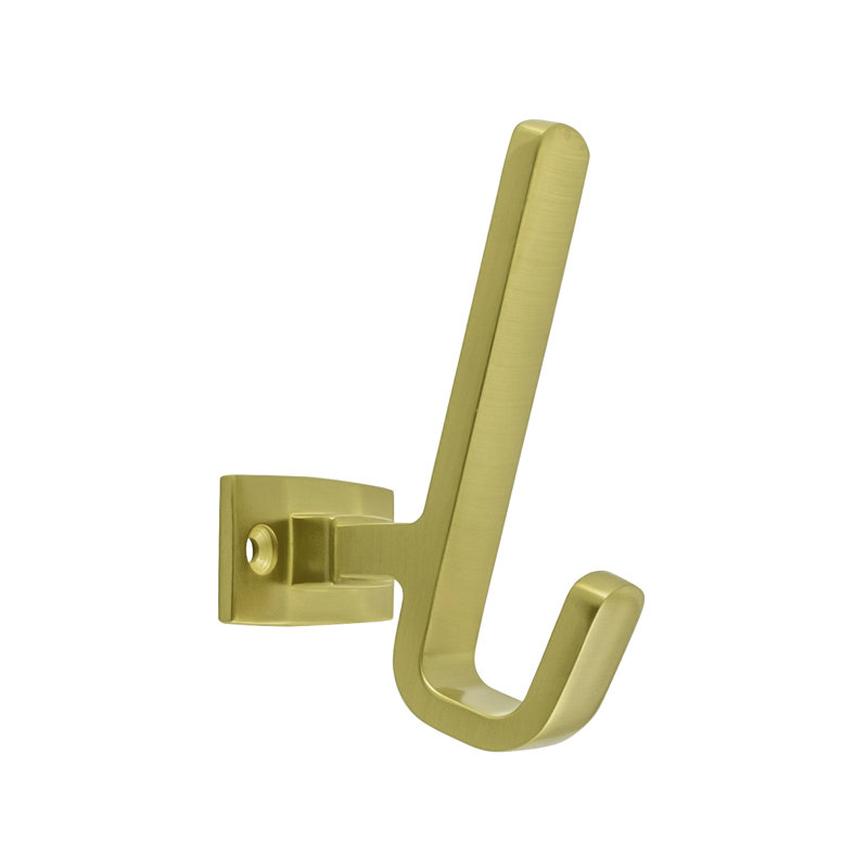 Brighton Collection Hook - 4-5/16" x 2-1/8 " - Farmhouse Entryway Hook for Coats, Hats & Bags, Brushed Golden Brass