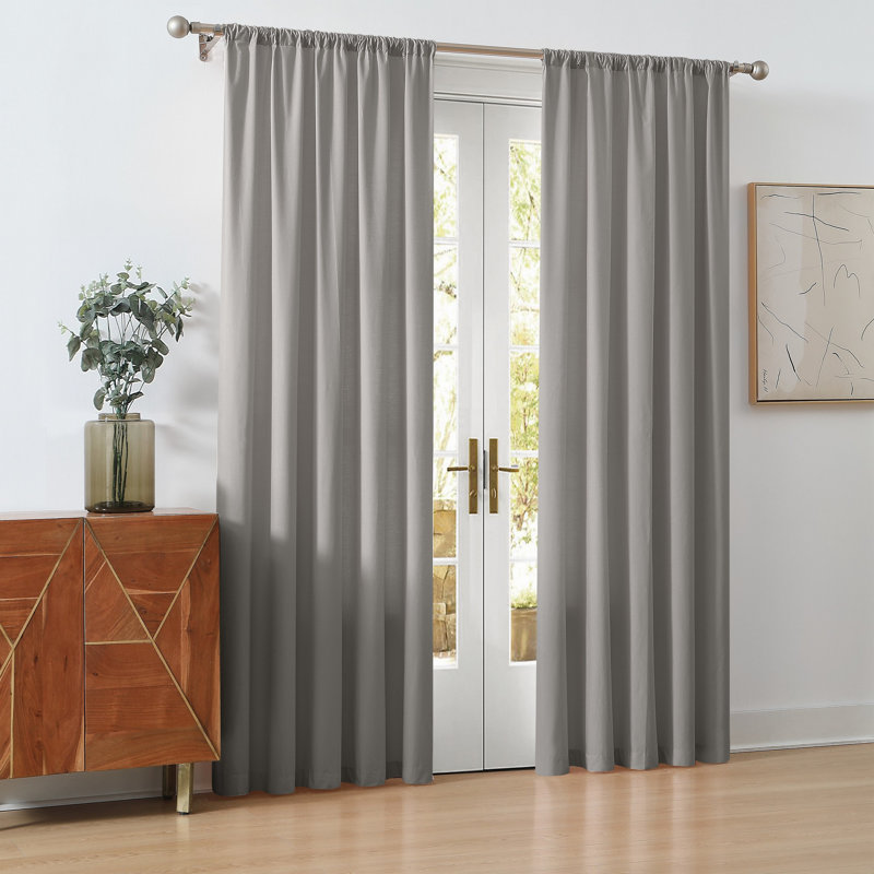 Paire de rideaux en coton Canale, L 50 po x L 84 po, Gris