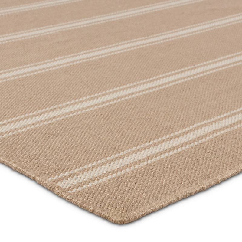 Striped Area Rug in Beige/Ivory, Rectangle 4' x 6'