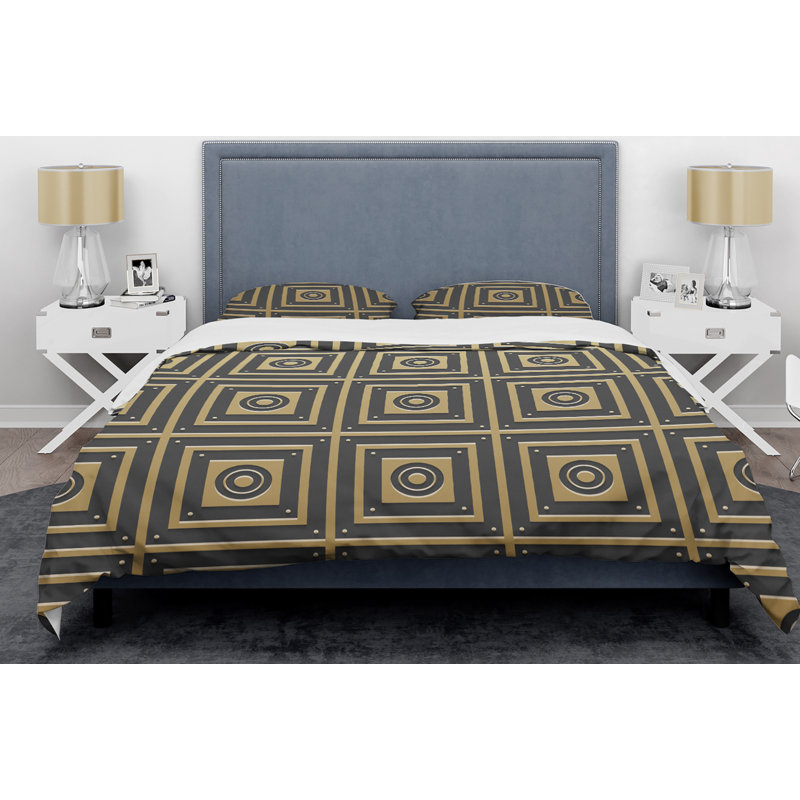 Retro Art Deco - Mid century bedding set - Modern Mid-century Bed cover set, Full/Queen Duvet Cover + 2 Shams