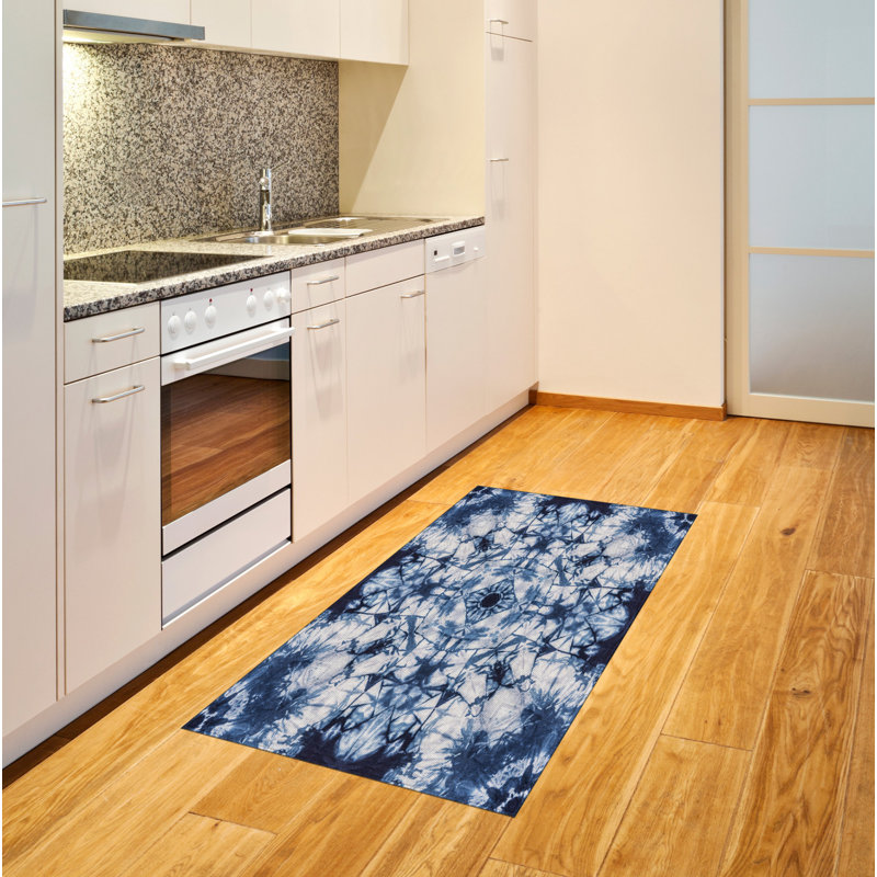 Indigo Paisley High Density Long Fiber Poly Threads Decorative Area Rug Carpet, Rectangle 2'7" x 5'