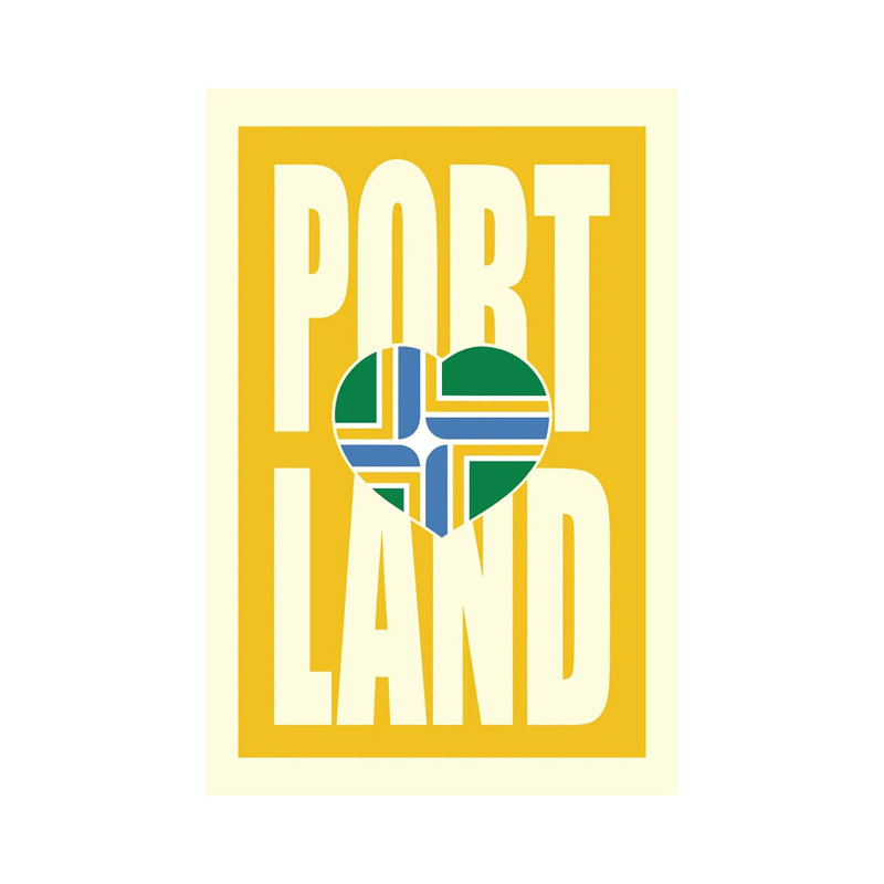 Portland Typography Flag by Benton Park Prints - Print on Canvas, Wrapped Canvas, 30.48 cm H x 45.72 cm W