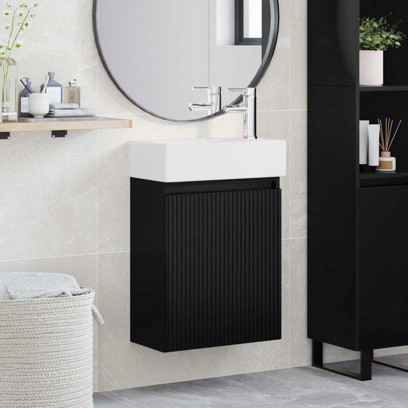Single Bathroom Vanity with Ceramic Basin, Black