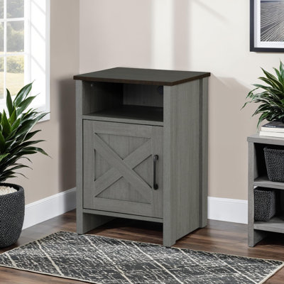 Table d'appoint 16 pouces avec porte de grange et tablette ouverte Arno