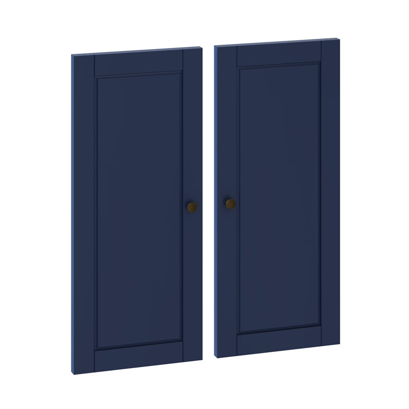 Ensemble de porte double à panneau surélevé 100% bois massif Bryannah, Marine