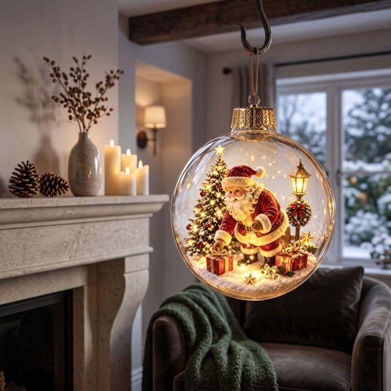 Ornements de Noël transparents 2D de 10 cm (4 pouces) à suspendre, décorations pour sapin de Noël, de profondeur