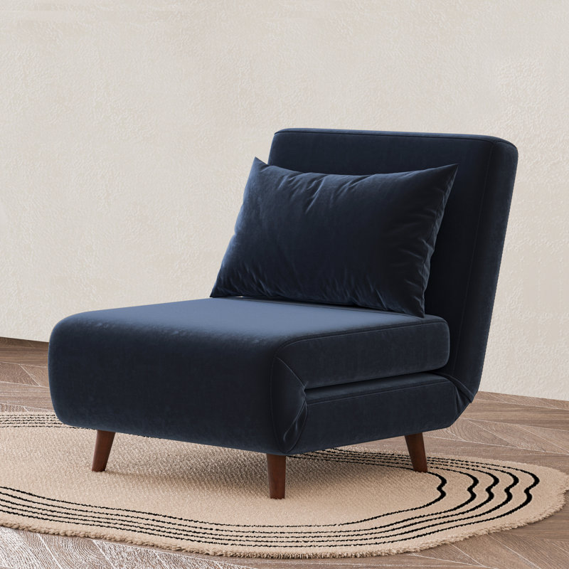 Jacquelyn 32" Wide Convertible Chair, Blue Velvet, 31.9"