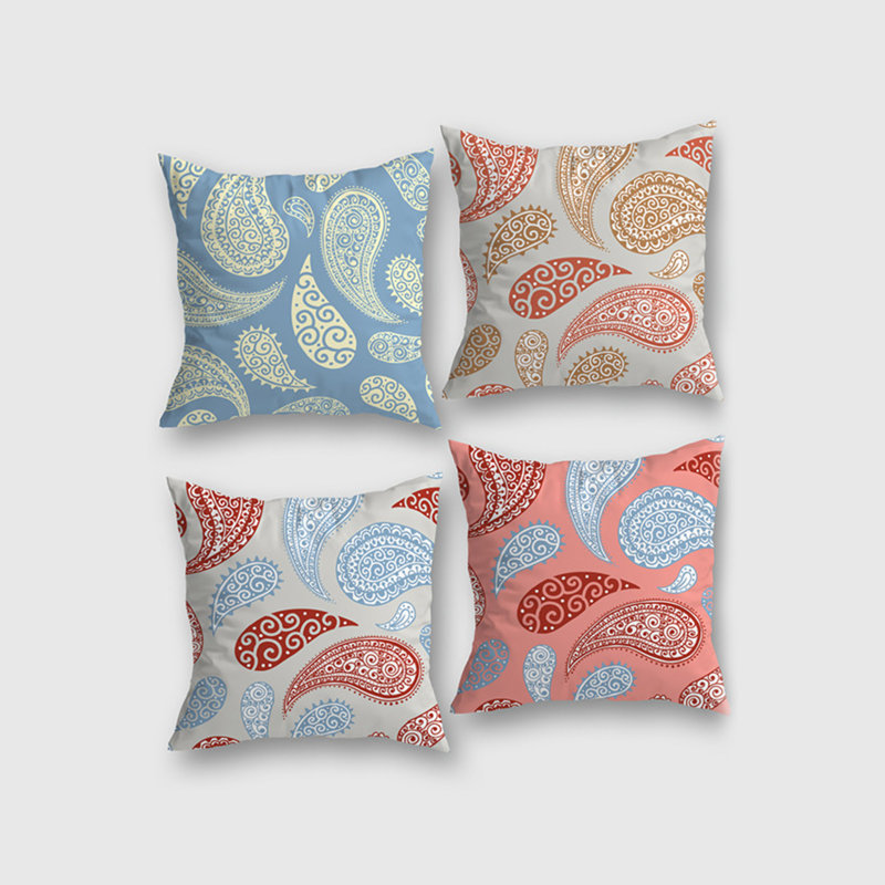 Housse de coussin Briarcliff, Bleu/gris/rouge