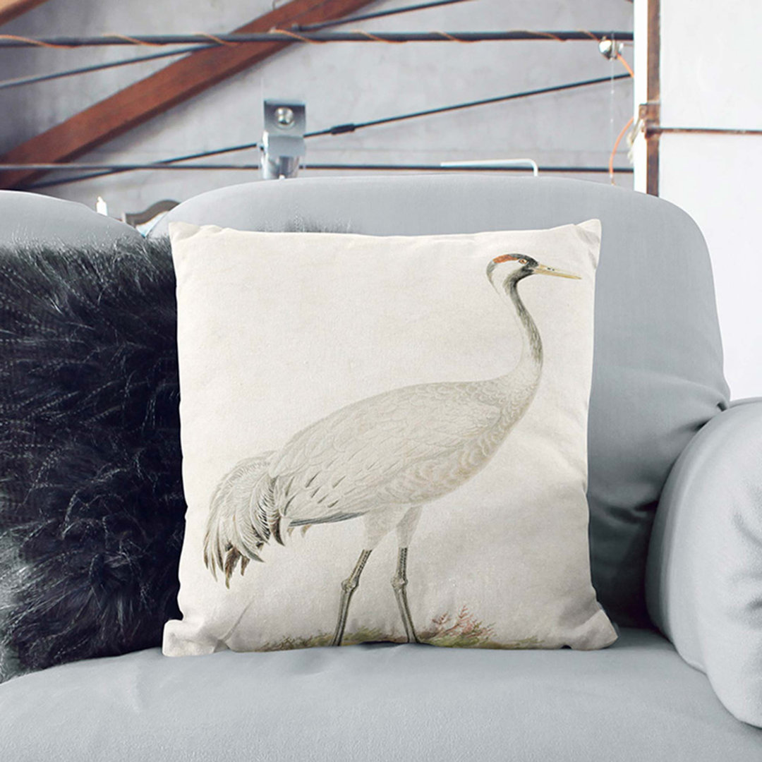 Common Crane by Von Wright Cushion with Filling