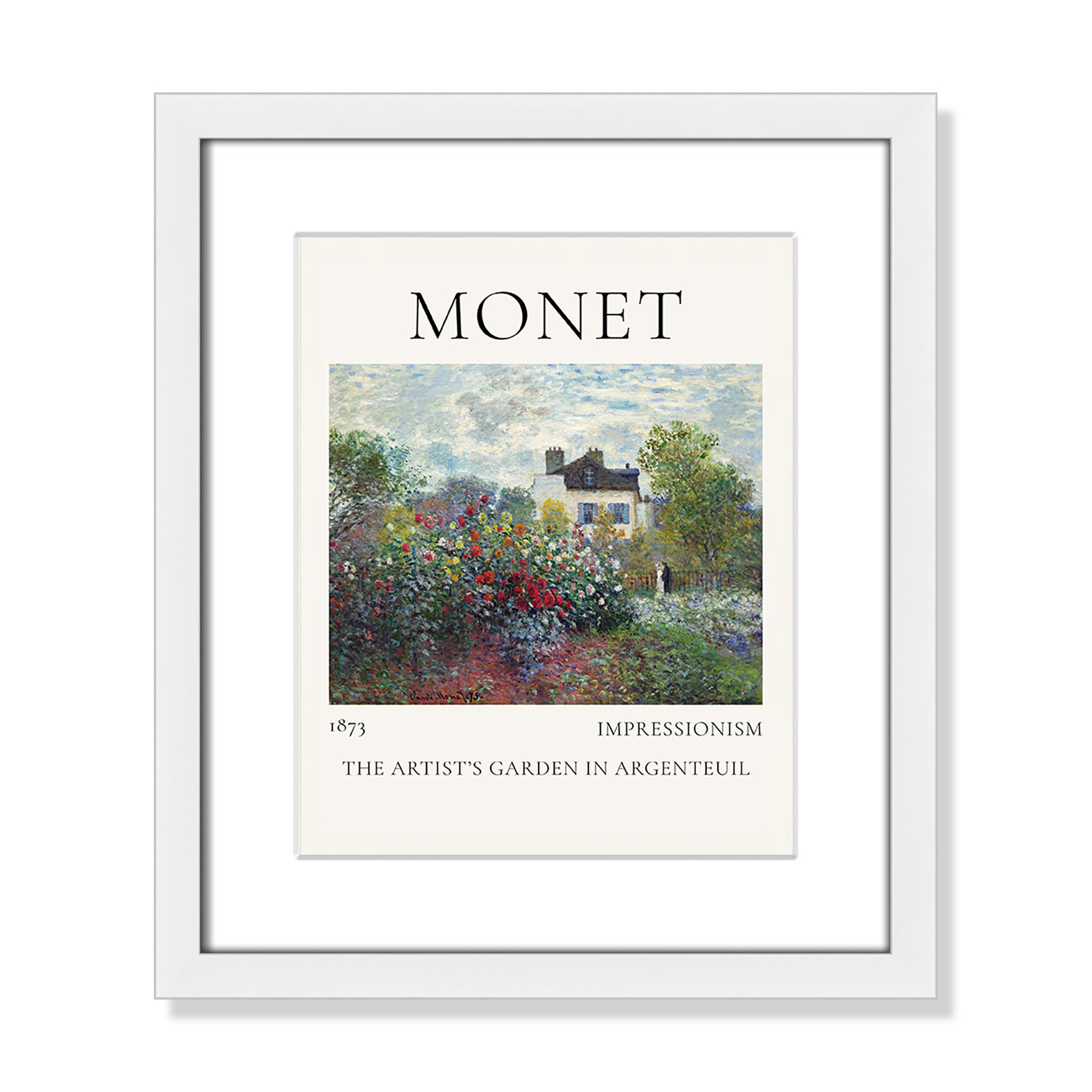 Old Masters Collection "Artists Garden in Argenteuil" Print, Yes, 15" H x 13" W x 1.25" D, White Single Picture Frame