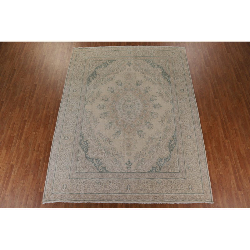 Tapis persan rétro Tabriz noué à la main 10 x 13