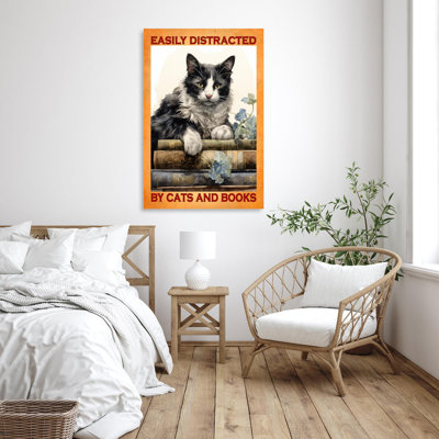 Chats et livres sur toile