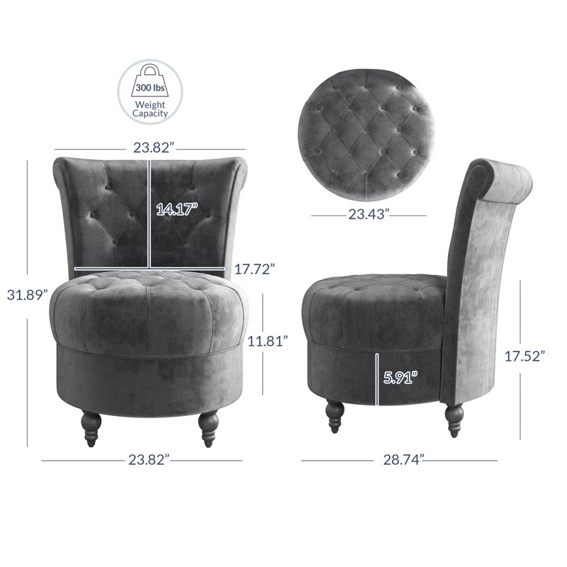 Akeeyla Velvet Barrel Chair, Gray