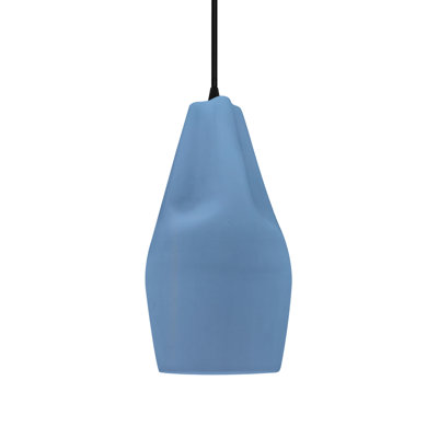 Radiance - Tall Crease 1-Light Pendant - Sky Blue - Brushed Nickel - Dedicated LED - Black Cord