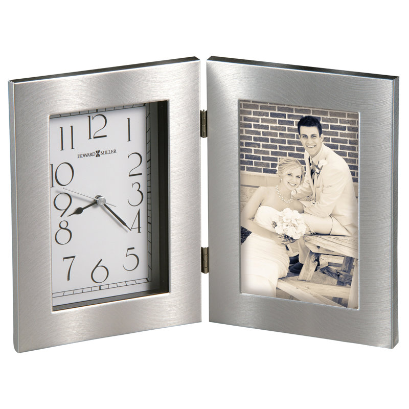 Modern & Contemporary Analogue Metal Quartz Movement / Crystal Tabletop Clock in Silver