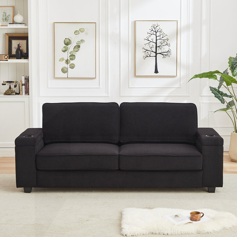 Canapé à assise profonde 86,5 po, Noir