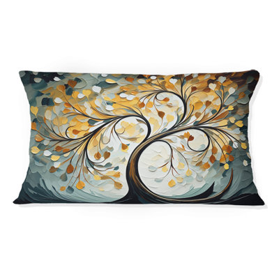Yellow Grey Majestic Canopy Tree - Trees Printed Throw Pillow
