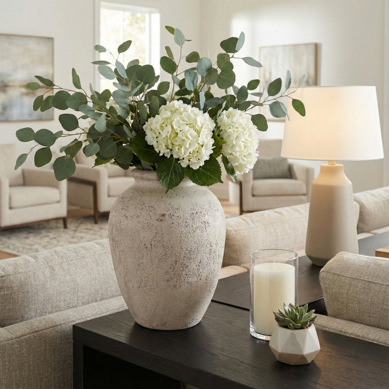 Vase en terre cuite Tiyler Modern, Blanc