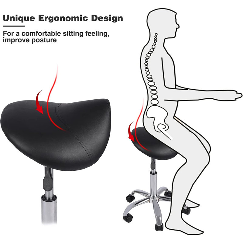Lamel Adjustable Height Ergonomic Lab Stool with Footring Wheels