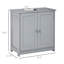 Meuble sous-lavabo gris, gain d'espace, avec découpe en U et tablette ajustable pour le rangement des produits d'hygiène. Convient aux besoins quotidiens.