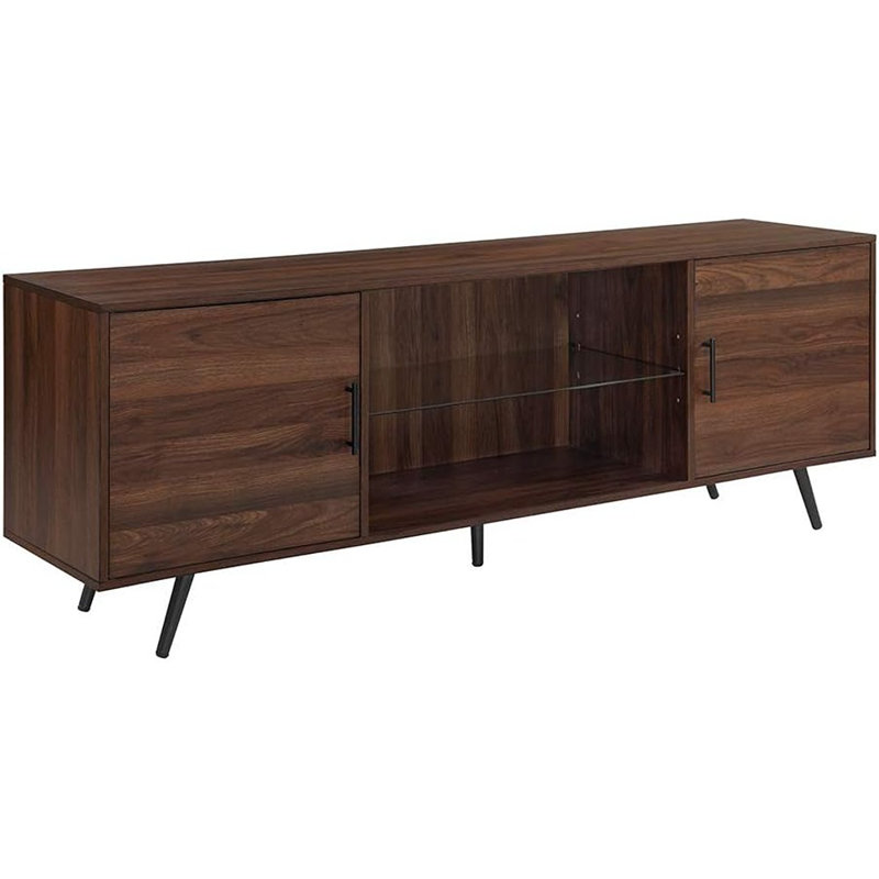 Bulhary 70" 2-Door TV Stand for TVs up to 80", Dark Walnut