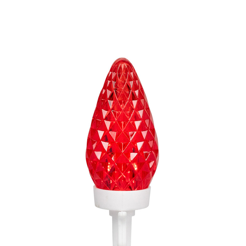 Patriotic LED C9 Faceted Christmas Lights - Red White And Blue - 66' White Wire - 100Ct