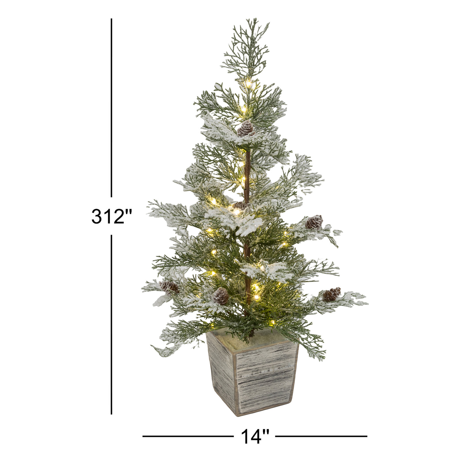 Frosted 2.2' Pre-Lit Pine Christmas Tree