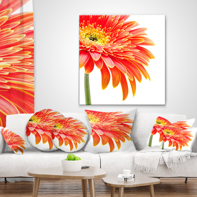 Oreiller floral gerbera sur un oreiller d’arrière-plan, 16 po x 1 po, Coussin décoratif