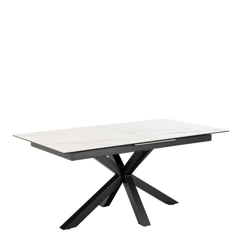 Harrisonburg Extendable Metal Base Dining Table, White, 76cm H x 90cm W x 210cm L