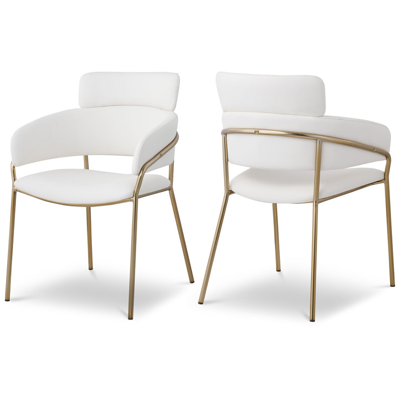 Chaise de salle à manger en simili cuir Yara, ensemble de 2, Crème végétalien en cuir