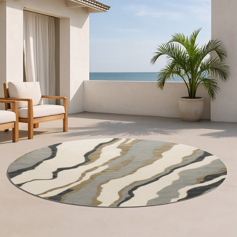 Tapis intérieur et extérieur gris Nature, Rond 5 pi