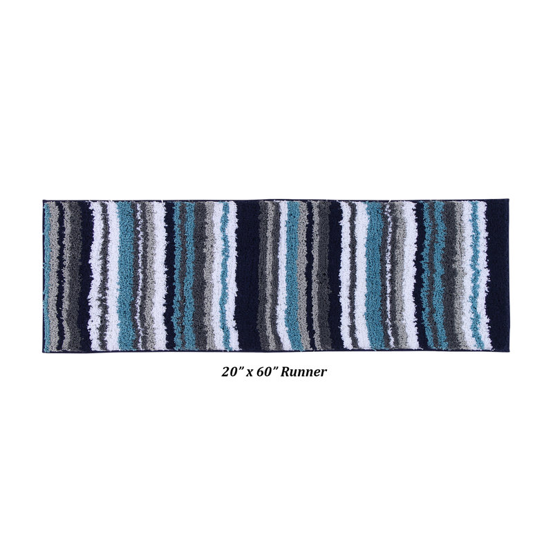 Griffie 100% Polyester Bath Rug Stripe Pattern with TPR Backing Machine Washable Soft & Absorbent Bathroom Rug, Yellow