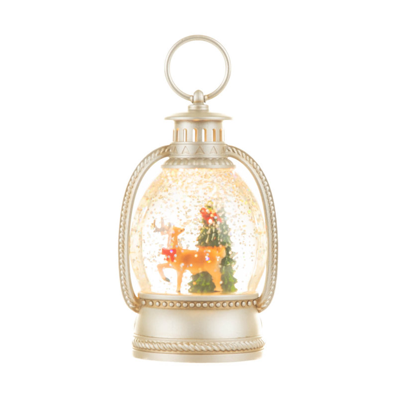 Silver Lantern LED Snow Globe