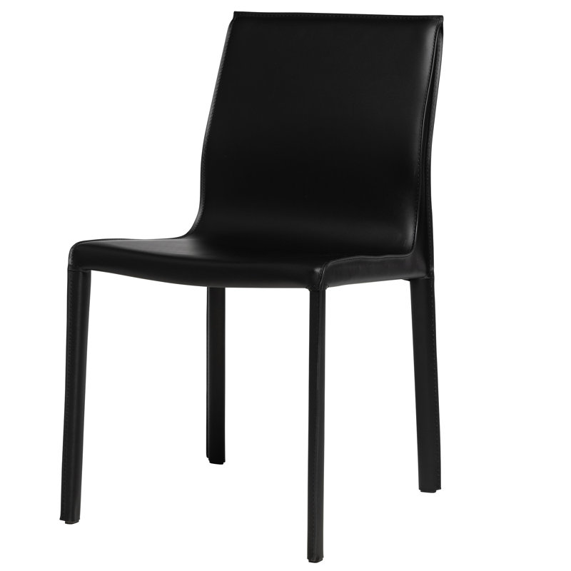Chaise rembourrée en cuir Kupang, Noir