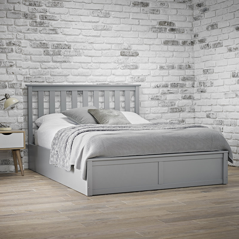 OXFORD OTTOMAN BED, Grey, Kingsize (5')