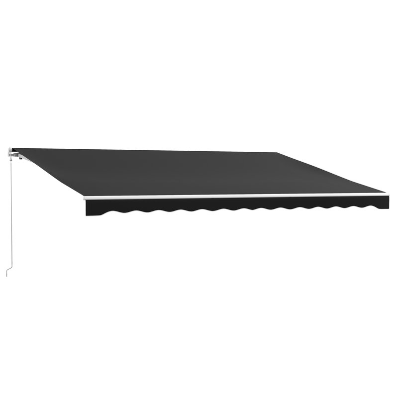 16' X 10' Electric Awning, Retractable Awning, UV Protection Sun Shade Shelter With Remote Controller And Manual Crank Handle For Deck, Balcony, Yard, Black