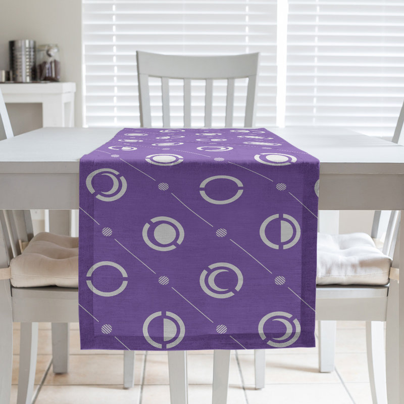 Classic Moon Phases Table Runner, 16" x 90", Purple/White