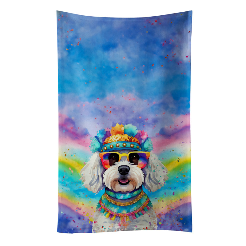 Bichon Frise Hippie Dawg Kitchen Towel