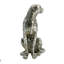 Figurine léopard Wendy assise, pierre thermolaquée, argent métallique 9 pouces