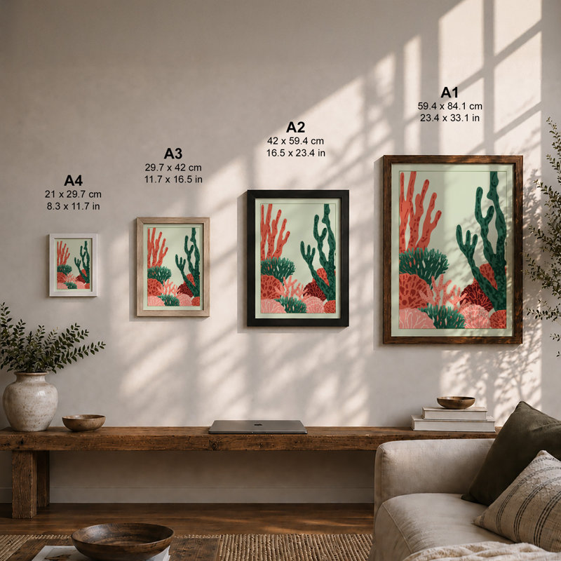 Desert Garden Botanical - Framed Print, Unframed, A4 - 29.7 x 21.0 cm