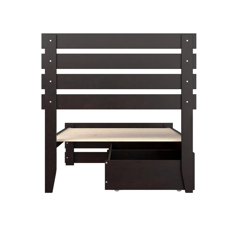 Lit plateforme avec rangement en bois massif Aaliyah-Skye, Simple