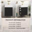 Meuble-lavabo noir en panneau de fibres à densité moyenne de 20 po avec lavabo en céramique, porte à motif de losanges, poignée dorée et tablettes de rangement latérales avec barre à serviettes-406380544