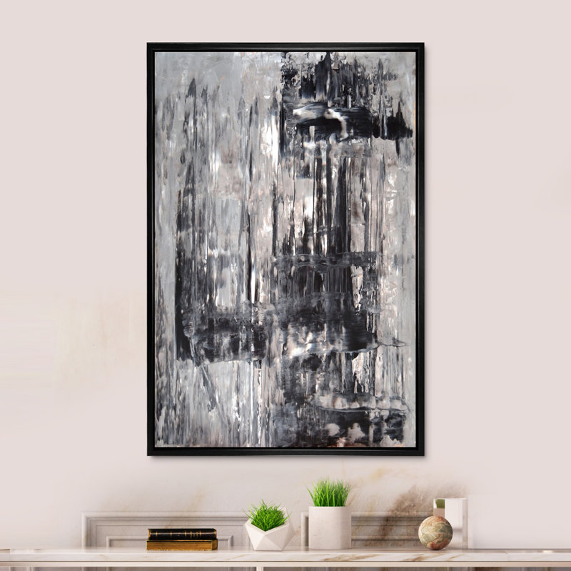 Art moderne gris et bleu II 2PT47771, Cadre noir, H 20 po x l 12 po x P 1 po